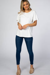 Ivory Ruffle Short Sleeve Maternity Top