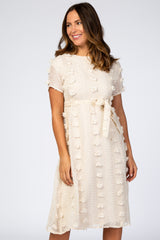 Cream Floral Applique Dress