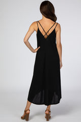 Black Cross Back Midi Dress