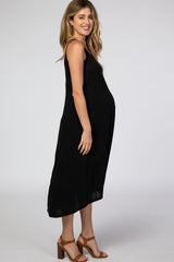 Black Cross Back Maternity Midi Dress