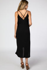 Black Cross Back Maternity Midi Dress