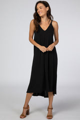 Black Cross Back Maternity Midi Dress