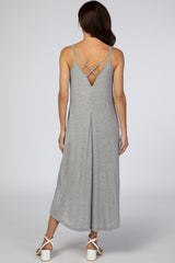 Heather Grey Cross Back Midi Dress