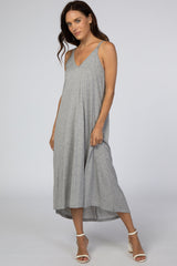 Heather Grey Cross Back Midi Dress