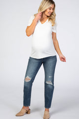 Medium Wash Relaxed Maternity Cropped Jeans