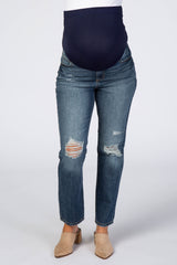 Medium Wash Relaxed Maternity Cropped Jeans