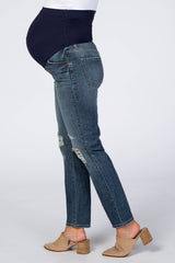 Medium Wash Relaxed Maternity Cropped Jeans