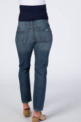 Medium Wash Relaxed Maternity Cropped Jeans