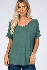 Teal V-Neck Maternity Short Sleeve Top