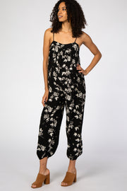 Black Floral Maternity Jumpsuit