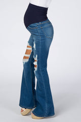 Blue Distressed Maternity Flare Jeans