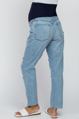 Light Blue Ripped Knee Distressed Maternity Jeans