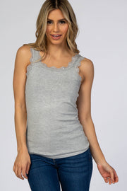 Heather Grey Knit Lace Trim Tank