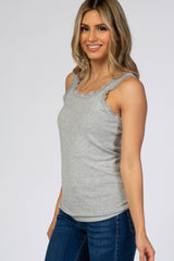 Heather Grey Knit Lace Trim Tank