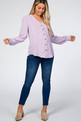 Lavender Button Up Maternity Blouse