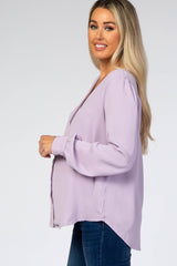 Lavender Button Up Maternity Blouse