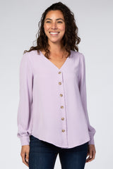 Lavender Button Up Maternity Blouse