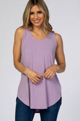 Lavender Rounded Hem Sleeveless Maternity Top