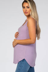 Lavender Rounded Hem Sleeveless Maternity Top