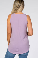 Lavender Rounded Hem Sleeveless Maternity Top