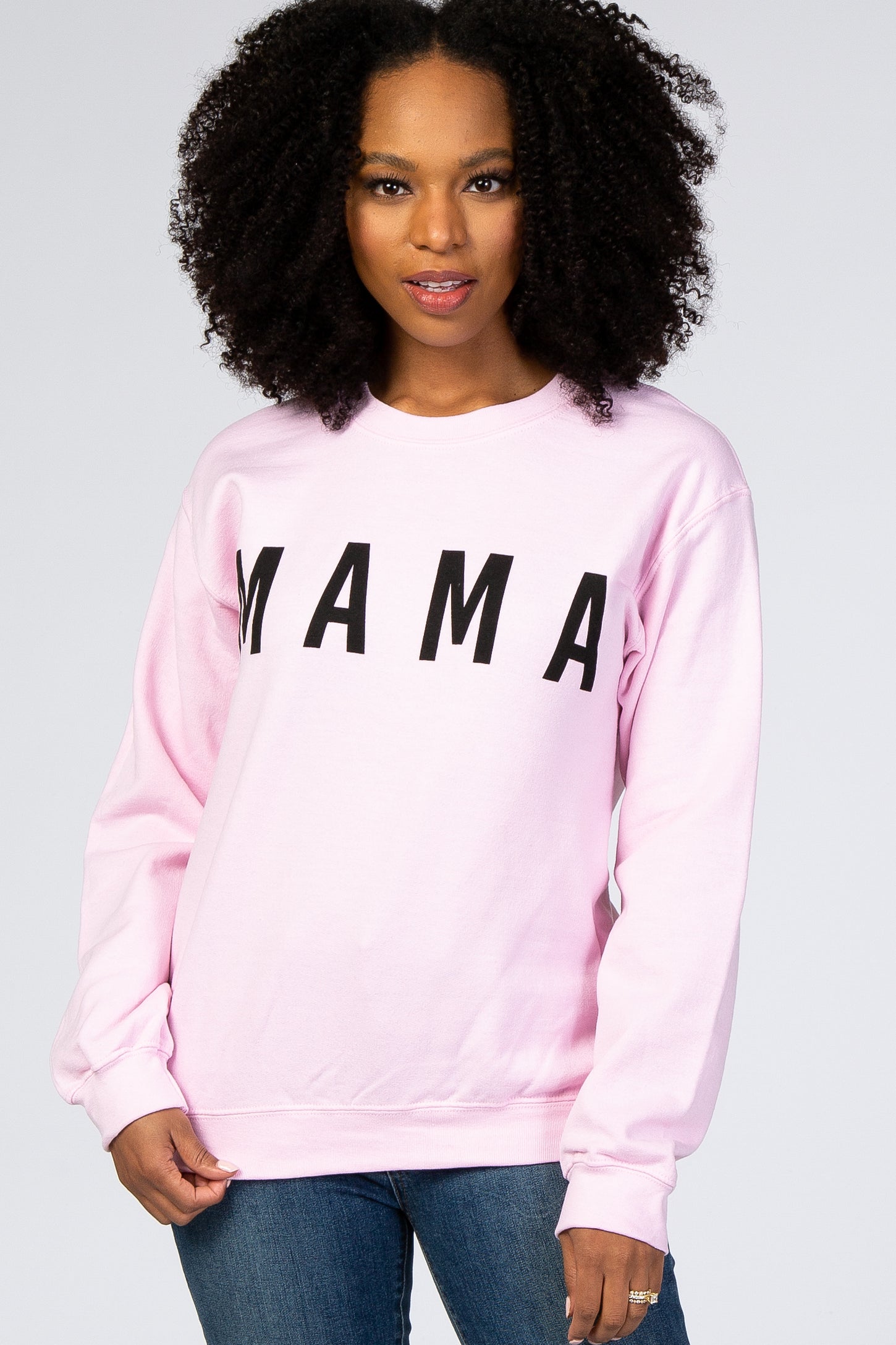 Light Pink Screen Print Mama Pullover Sweatshirt– PinkBlush