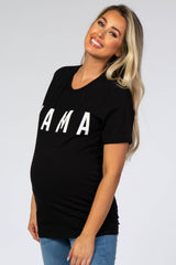 Black Short Sleeve MAMA Graphic Maternity Top