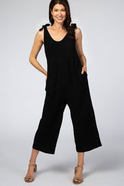 Black Knot Strap Cropped Jumpsuit