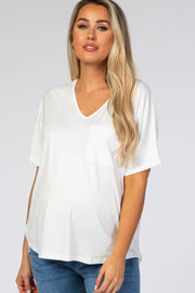 Ivory Pocket Front Dolman Maternity Top