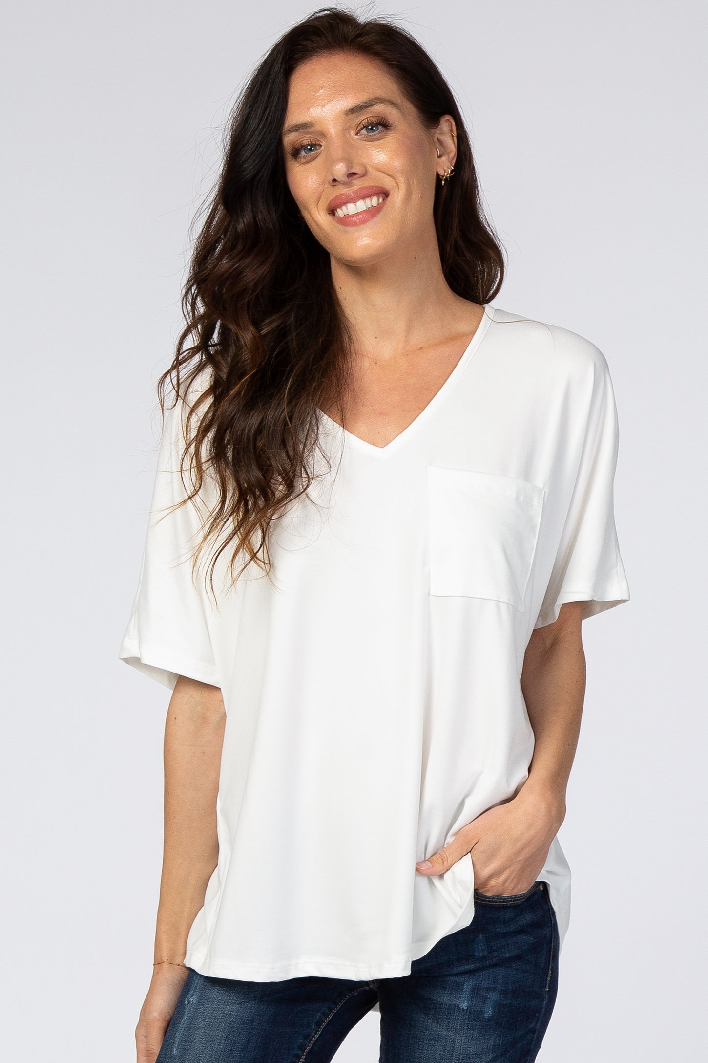 Ivory Pocket Front Dolman Top – PinkBlush