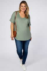 Olive Pocket Front Dolman Maternity Plus Top