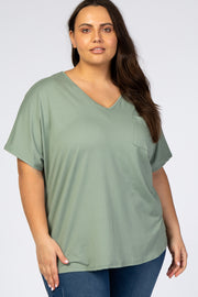 Olive Pocket Front Dolman Plus Top