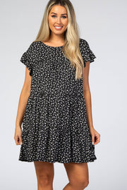 Black Floral Tiered Maternity Mini Dress