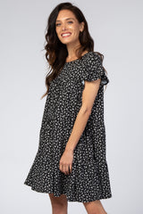 Black Floral Tiered Maternity Mini Dress