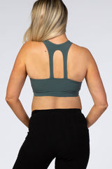 Olive Cut Out Racerback Maternity Sports Bra