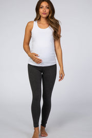 Charcoal Foldover Waistband Maternity Leggings