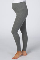 Heather Grey Foldover Waistband Maternity Leggings