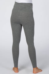 Heather Grey Foldover Waistband Maternity Leggings