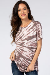 Purple Tie Dye Short Sleeve Maternity Top