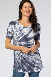 Navy Tie Dye Short Sleeve Top