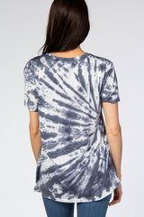 Navy Tie Dye Short Sleeve Top