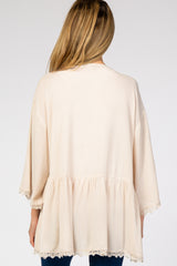 Beige Crochet Detail Maternity Cover Up