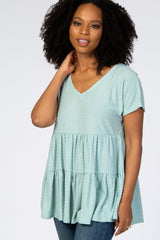 Mint Swiss Dot Tiered Top