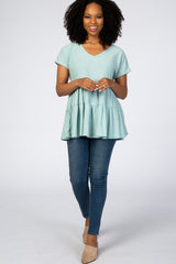 Mint Swiss Dot Tiered Top