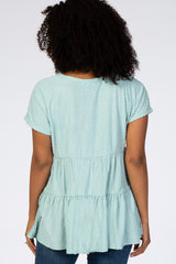 Mint Swiss Dot Tiered Top