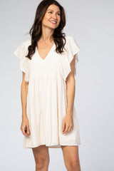 Cream Textured Babydoll Dress