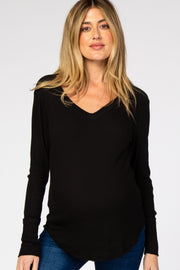 Black Knit Long Sleeve Maternity Top