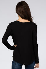 Black Knit Long Sleeve Top