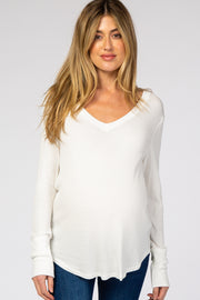 White Knit Long Sleeve Maternity Top