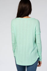 Mint Knit Round Hem Long Sleeve Top