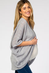 Grey Woven Knit Dolman Maternity Cover Up